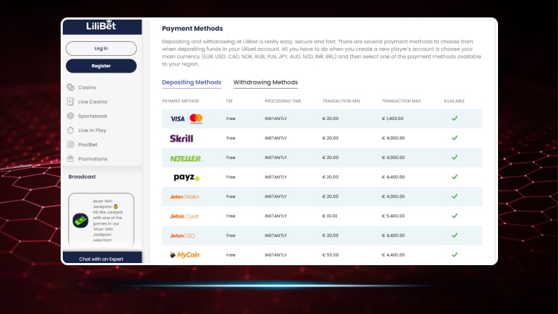 Lilibet payment methods